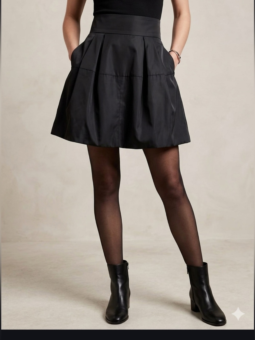 Tish Cox Black High-Waisted Pleated Skirt